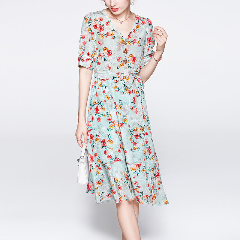 Floral Mulberry Silk Dress
