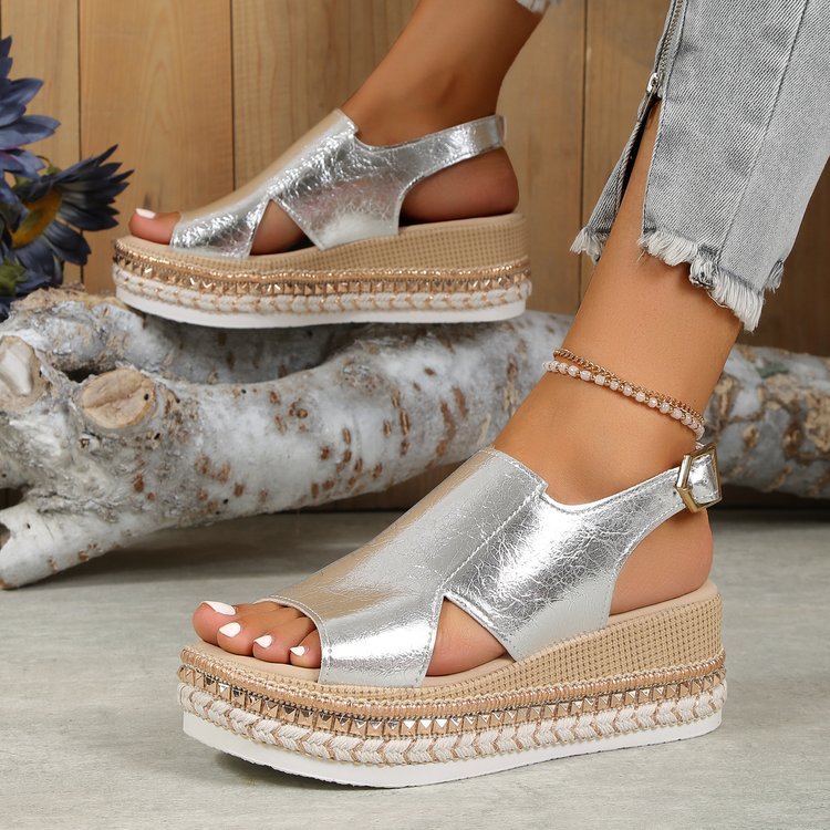 Buckle Wedge Sandals