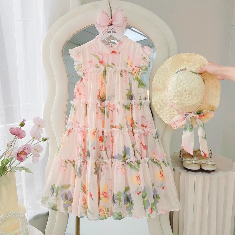 Girls Summer Floral Princess Dress