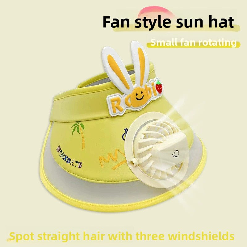 Summer children's sun hat with built-in charging fan