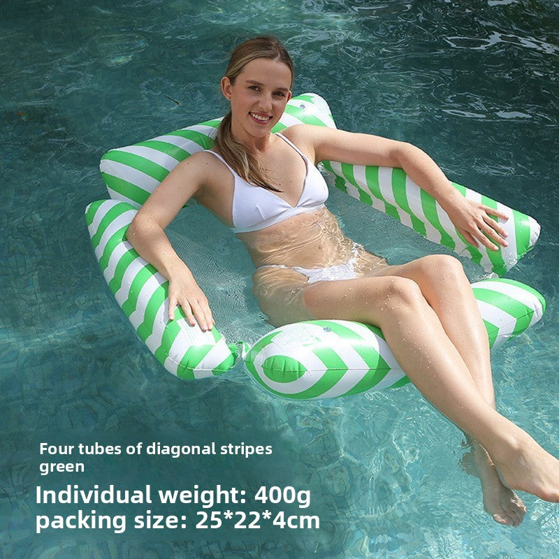 Foldable inflatable backrest striped float