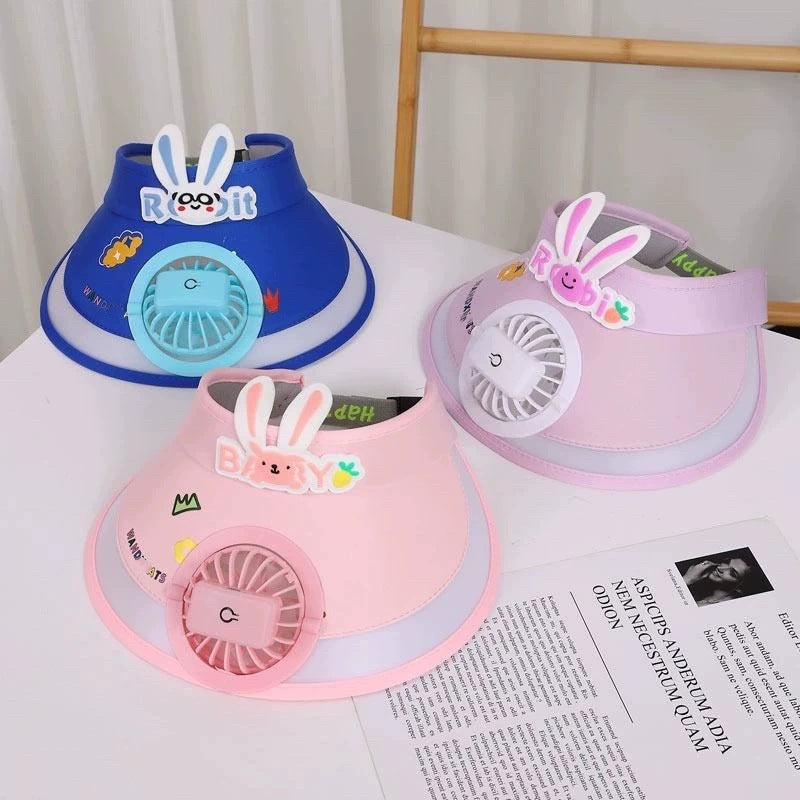Summer children's sun hat with built-in charging fan