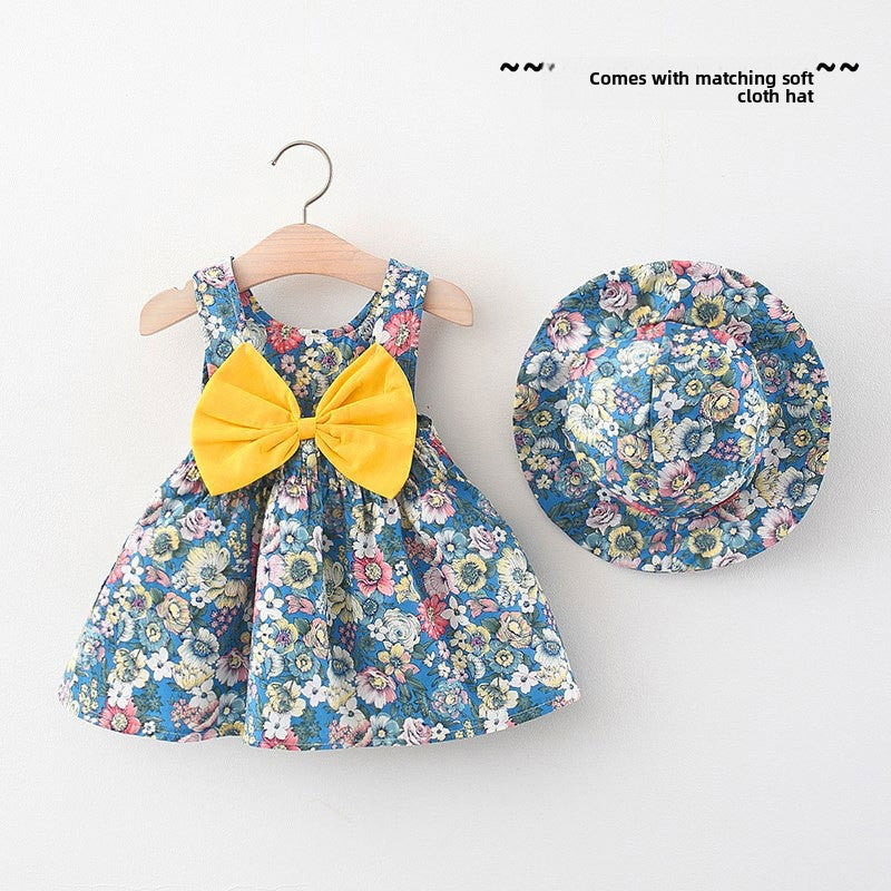 Girl Summer Dress with Beach Hat