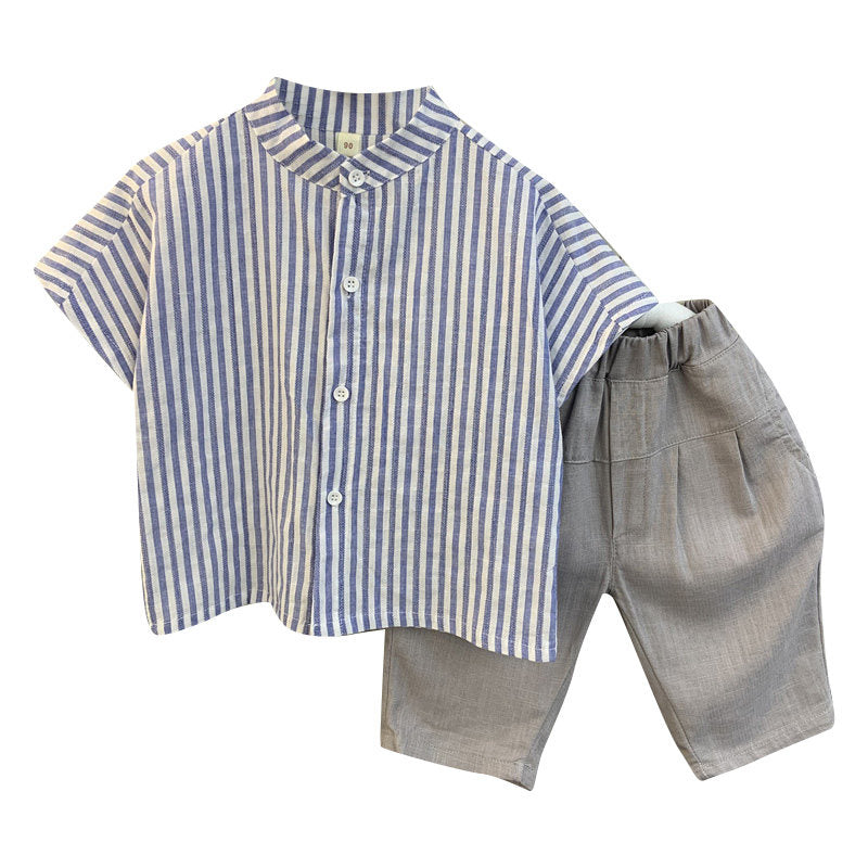 Boys Summer Cotton Linen Shirt Set