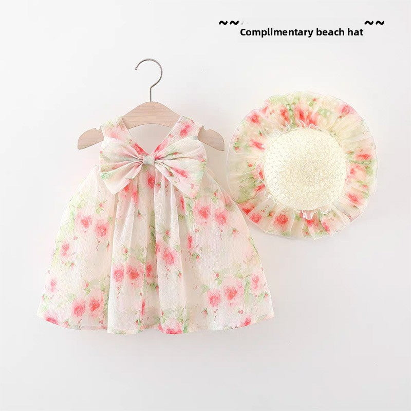 Girl Summer Dress with Beach Hat