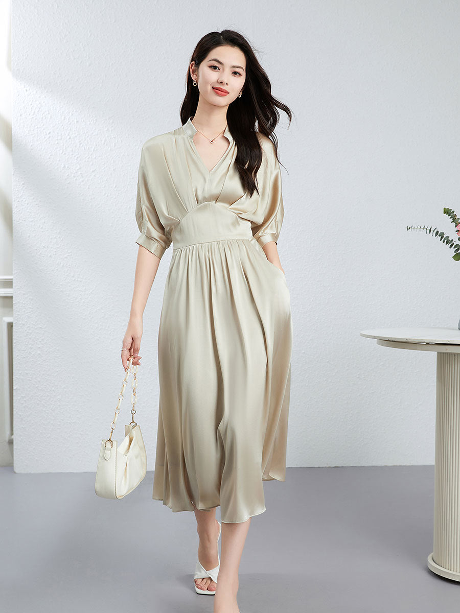 Elegant Silk V-neck Dress