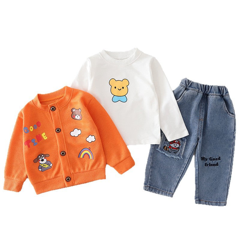 Boys Bear Cardigan Three-Piece