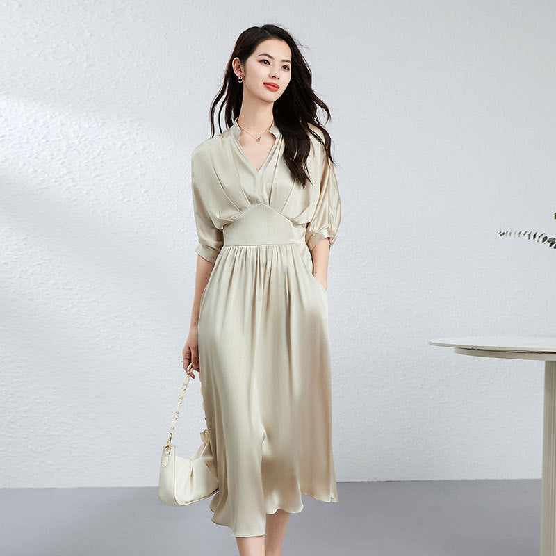 Elegant Silk V-neck Dress