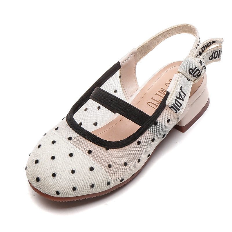 Girls Polka Dot Bow Flats