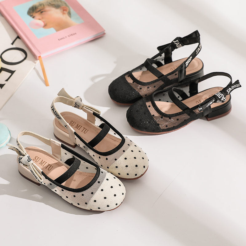 Girls Polka Dot Bow Flats