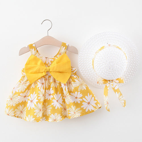 Baby Girl Summer Bow Dress with Hat