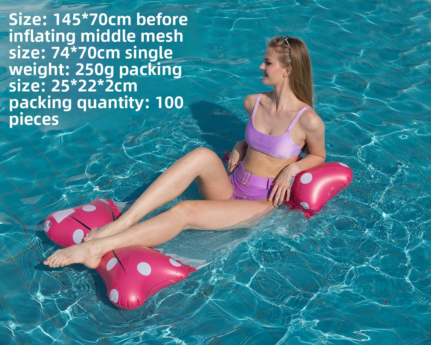 Foldable inflatable backrest striped float