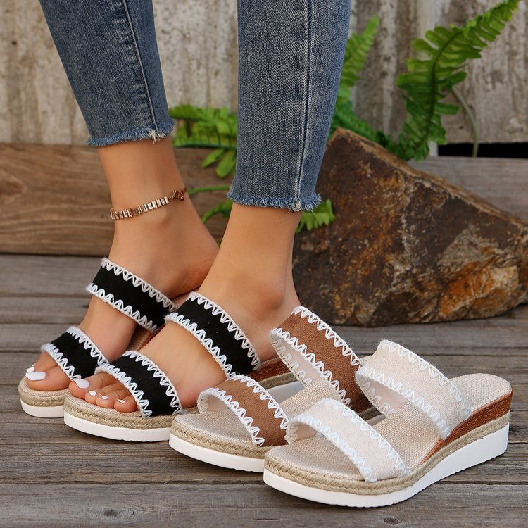 Wedge Heel Hemp Rope Sandals