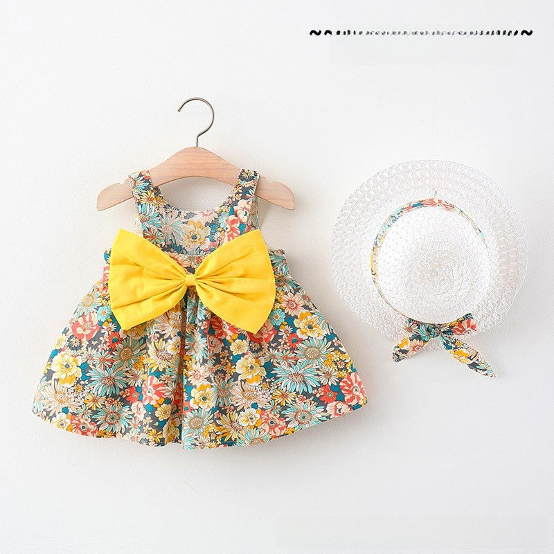 Girl Summer Dress with Beach Hat