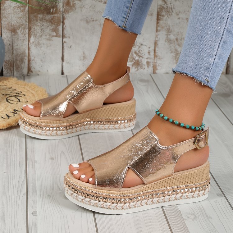 Buckle Wedge Sandals