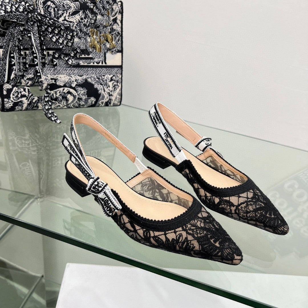 Lace Mesh Pointed Heeled and flat
