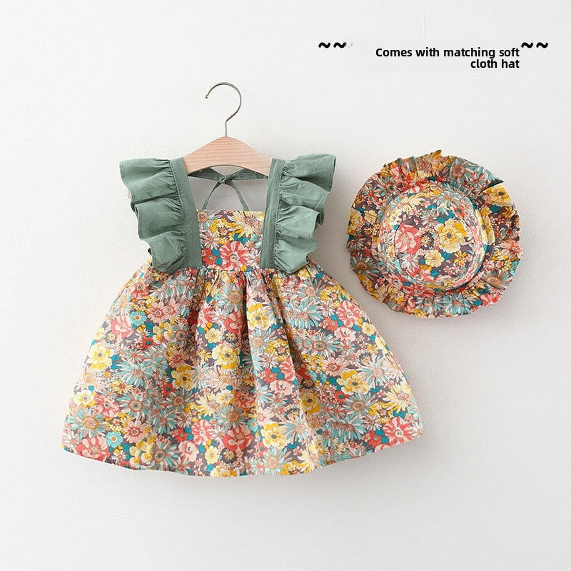 Girl Summer Dress with Beach Hat