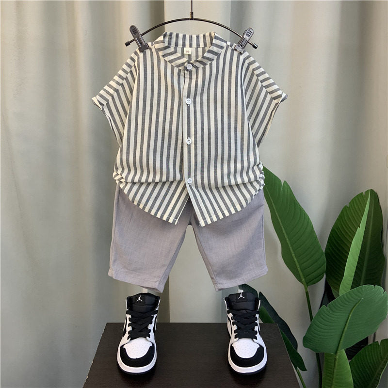 Boys Summer Cotton Linen Shirt Set