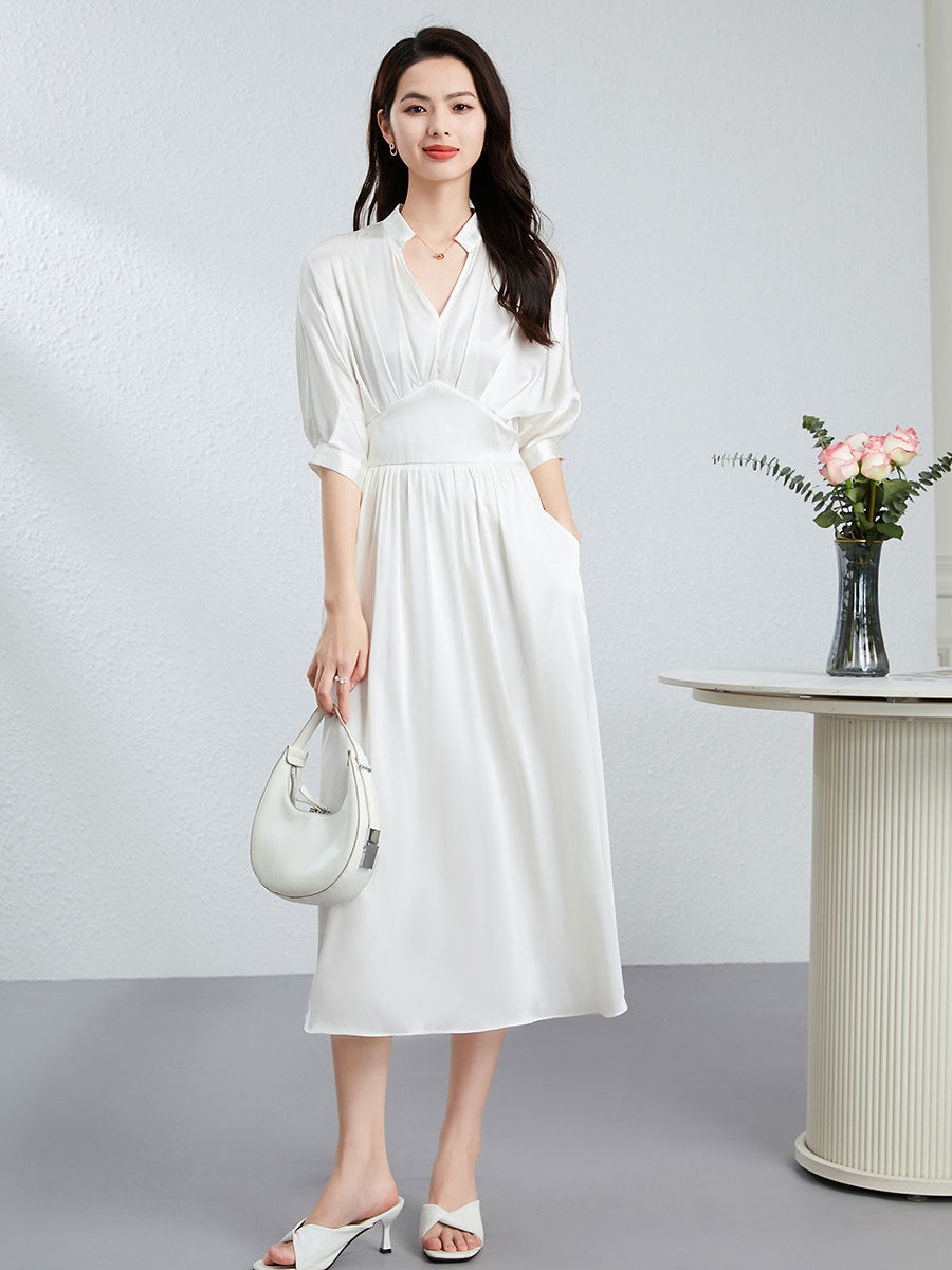 Elegant Silk V-neck Dress