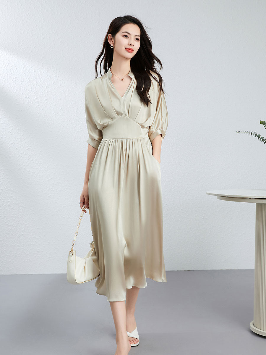 Elegant Silk V-neck Dress