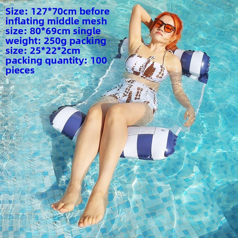 Foldable inflatable backrest striped float