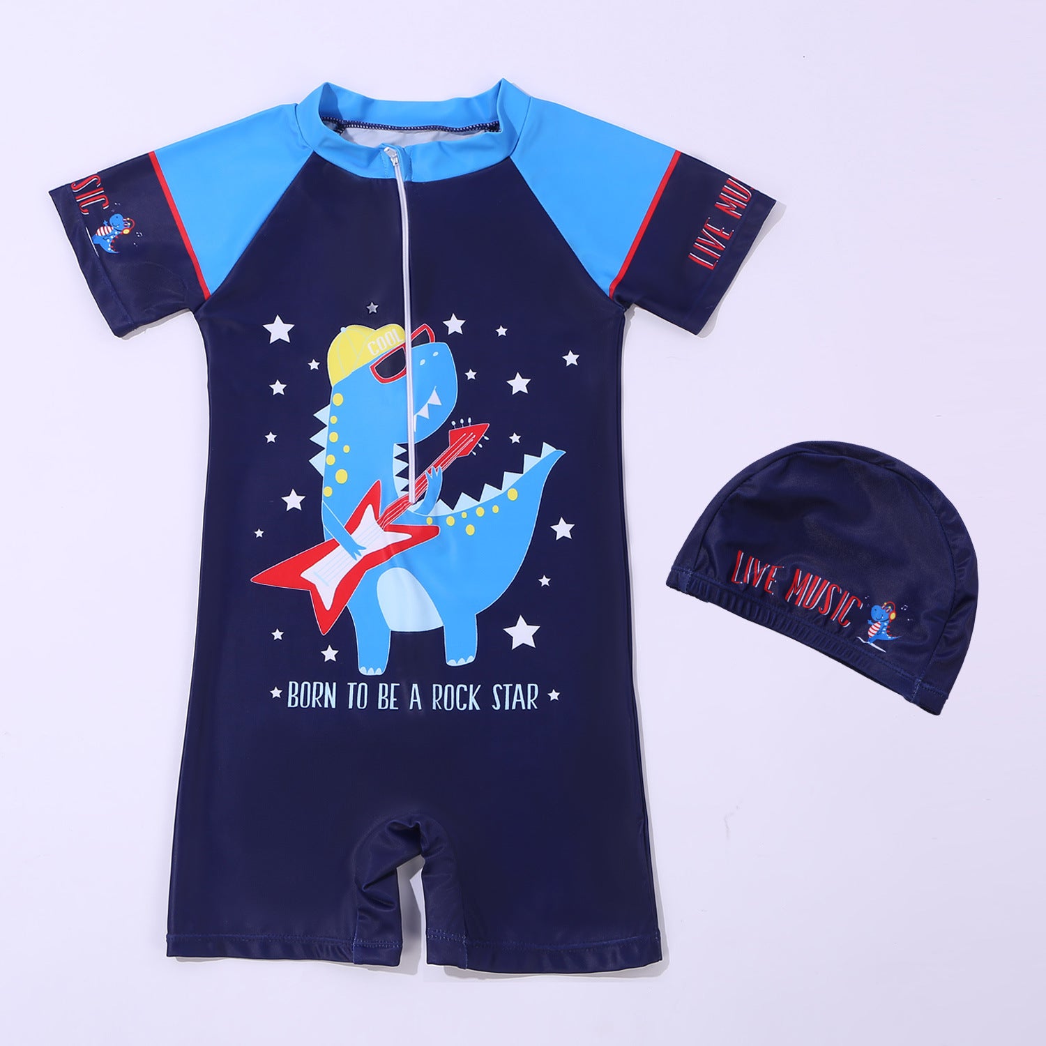 Cartoon-style boy-girl one-piece swimming suit
