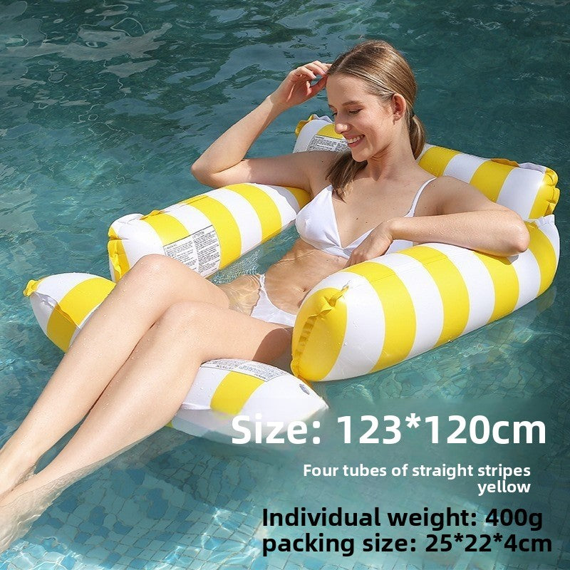 Foldable inflatable backrest striped float