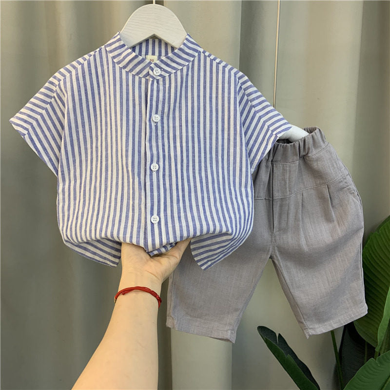 Boys Summer Cotton Linen Shirt Set