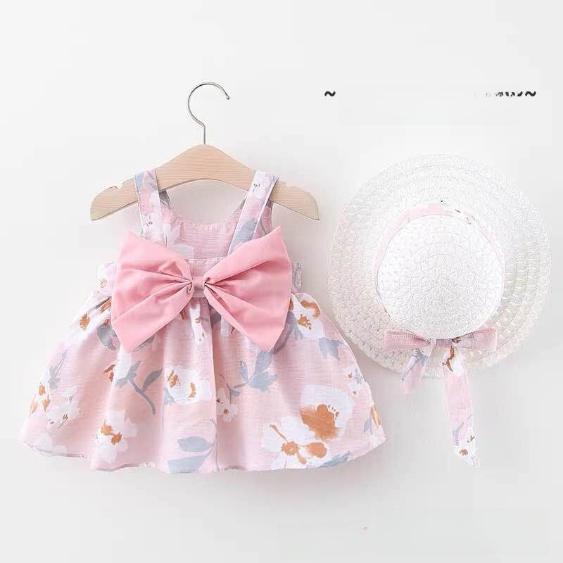 Girl Summer Dress with Beach Hat