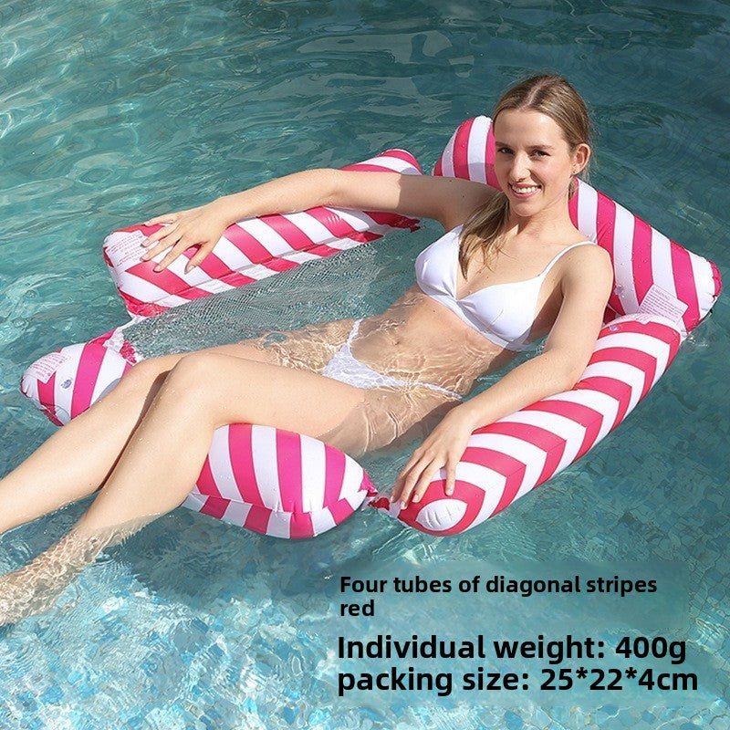 Foldable inflatable backrest striped float