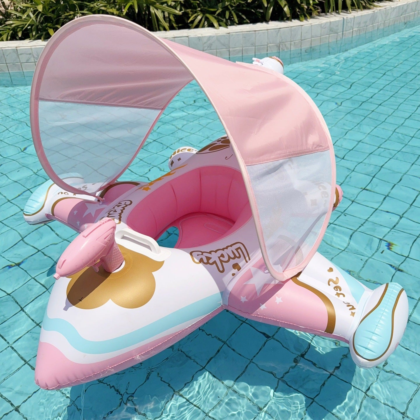 Children Inflatable Swim Seat Ring with Sunshade
