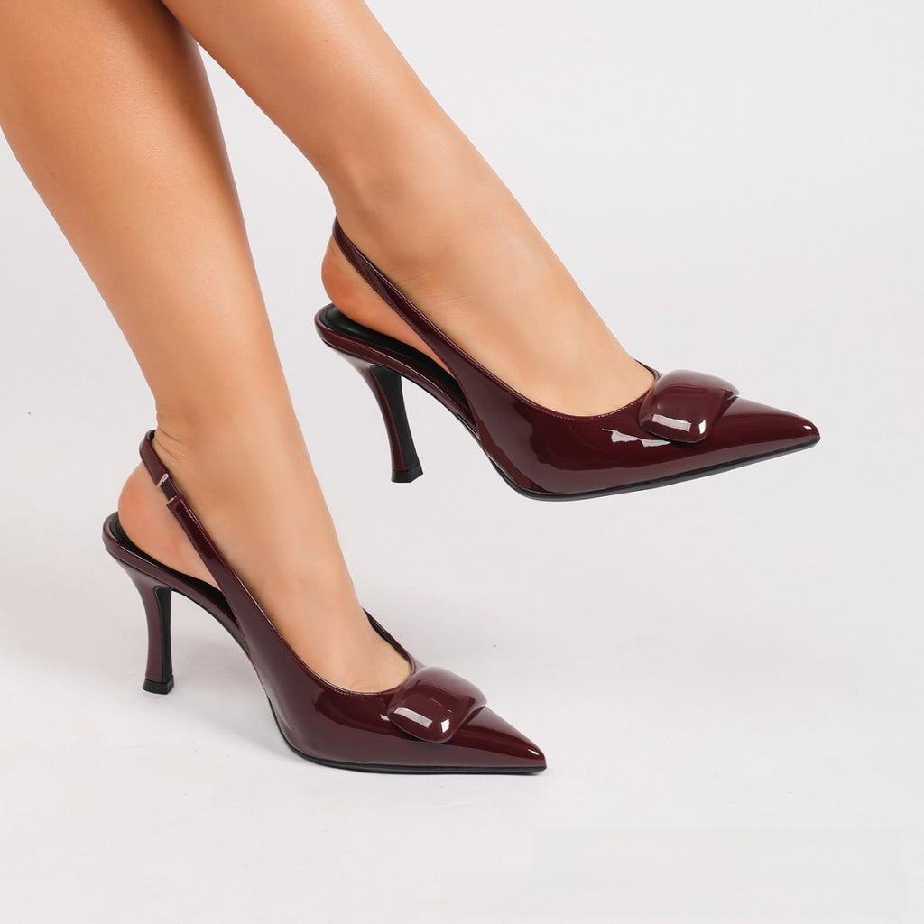 Maroon Pointed Toe High Heel