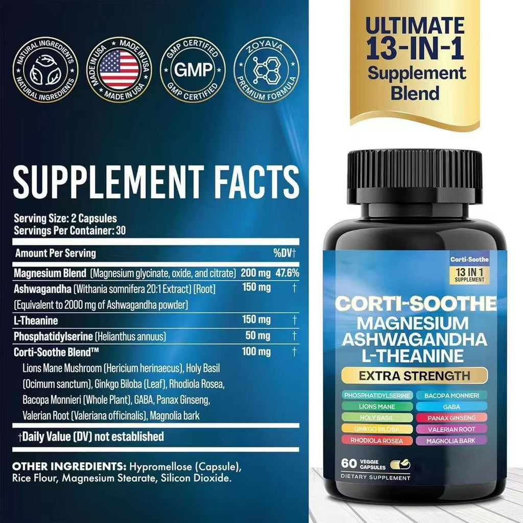 Magnesium Glycinate Ashwagandha Capsules Dietary Supplement