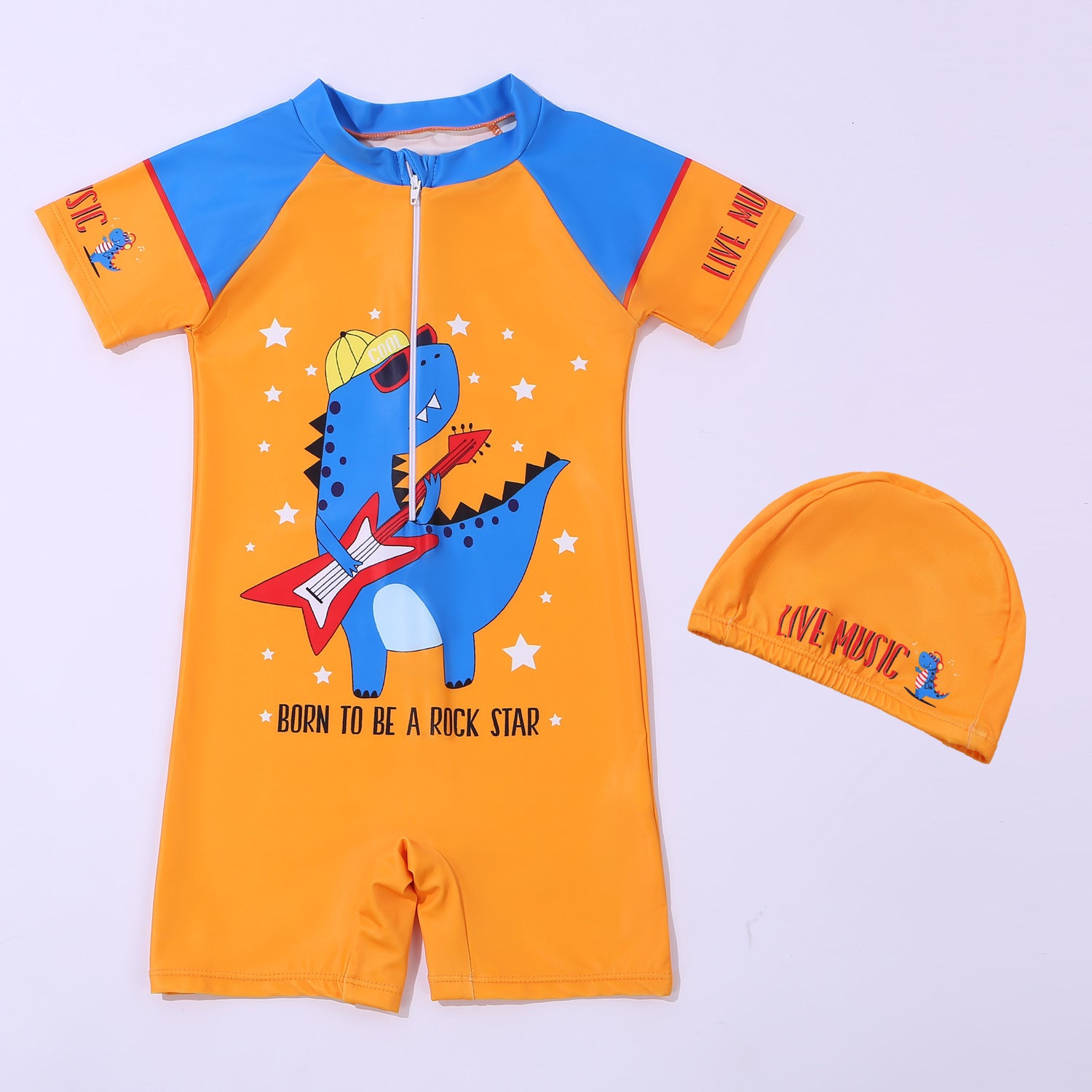 Cartoon-style boy-girl one-piece swimming suit
