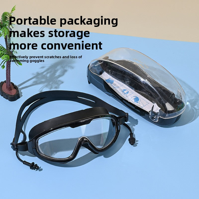 Adult Anti-Fog Swimming Goggles with Earplugs