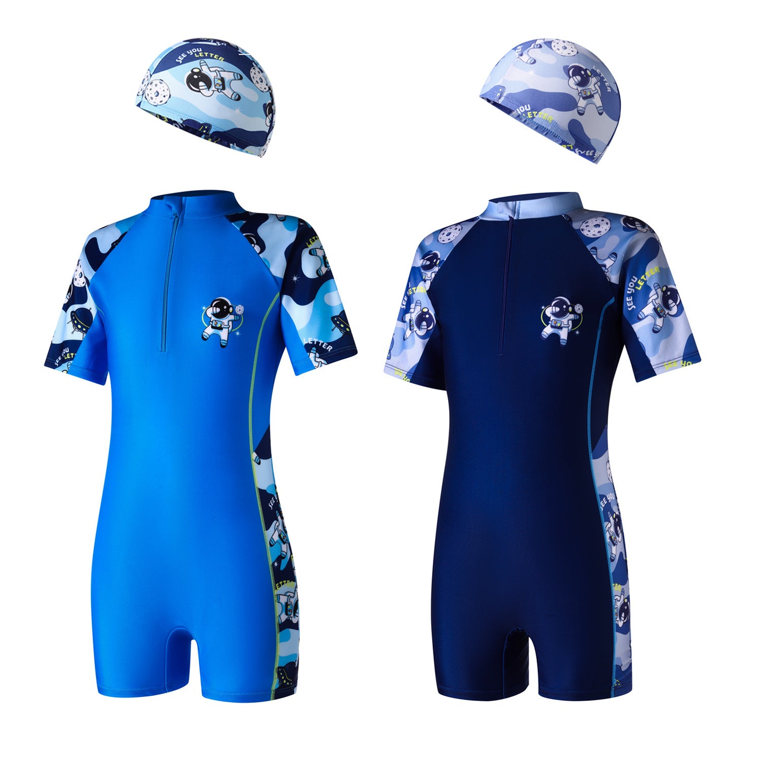 Cartoon-style boy-girl one-piece swimming suit