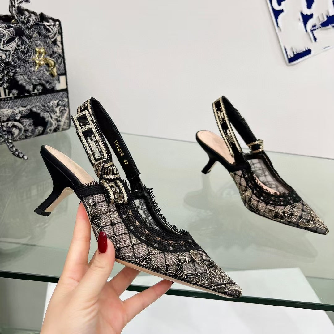 Lace Mesh Pointed Heeled and flat