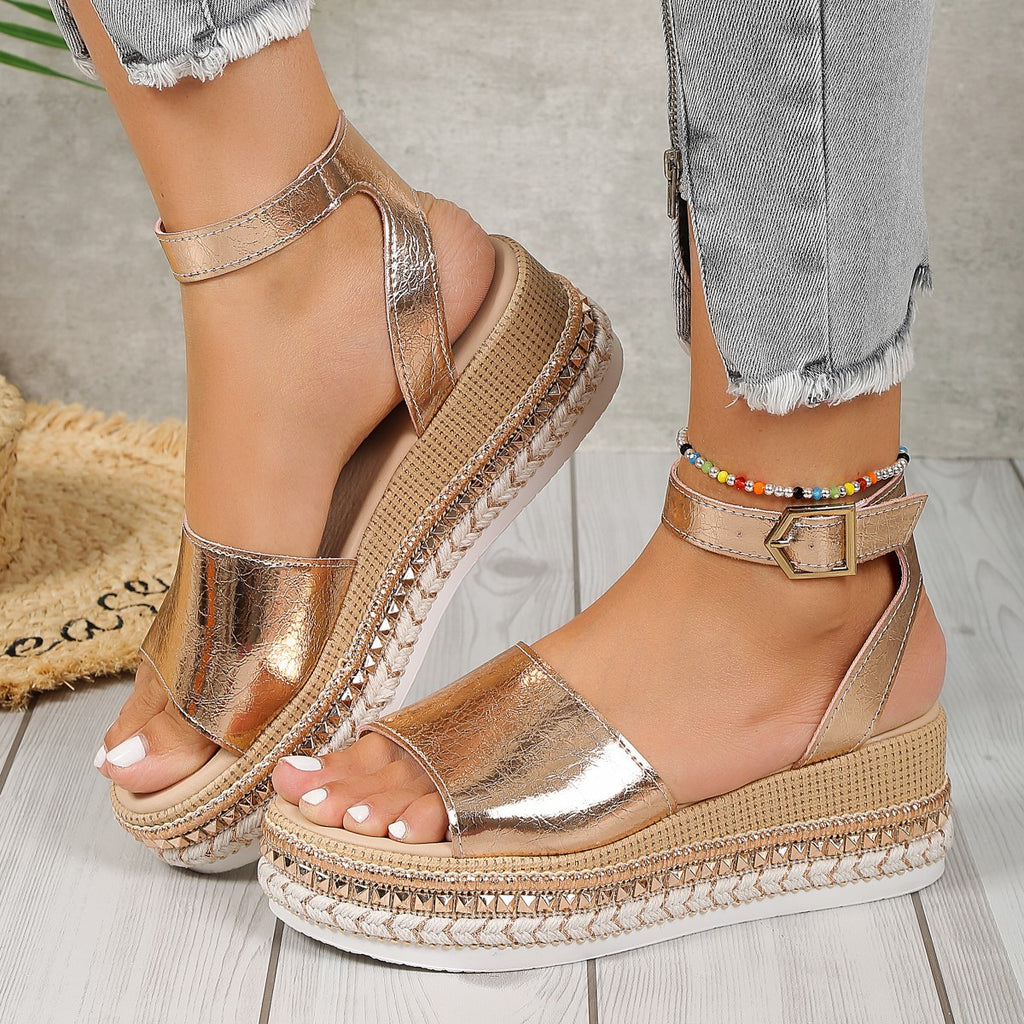 Buckle Wedge Sandals