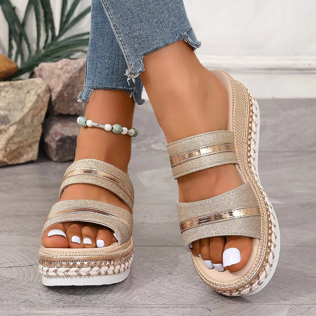 Buckle Wedge Sandals