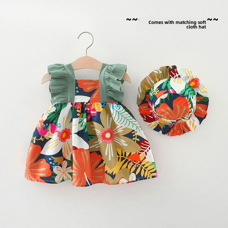 Girl Summer Dress with Beach Hat