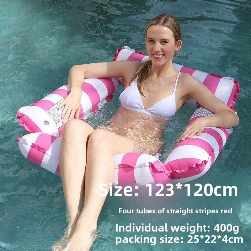Foldable inflatable backrest striped float