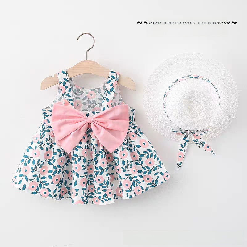 Girl Summer Dress with Beach Hat