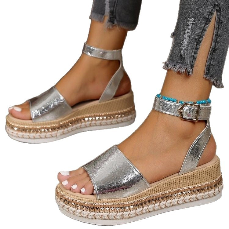 Buckle Wedge Sandals