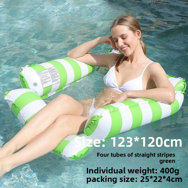 Foldable inflatable backrest striped float