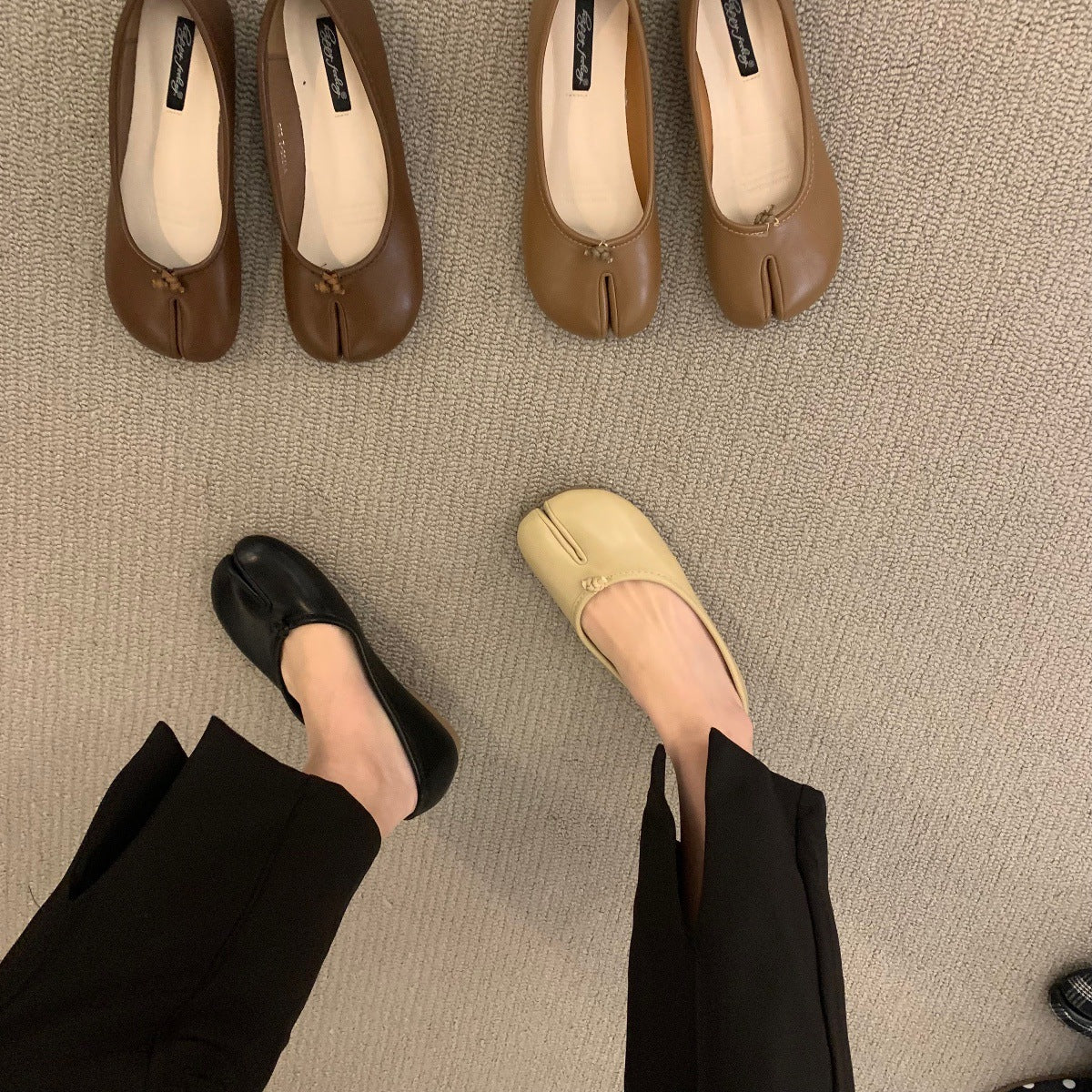 Women Flat Mule Split Toe Loafers