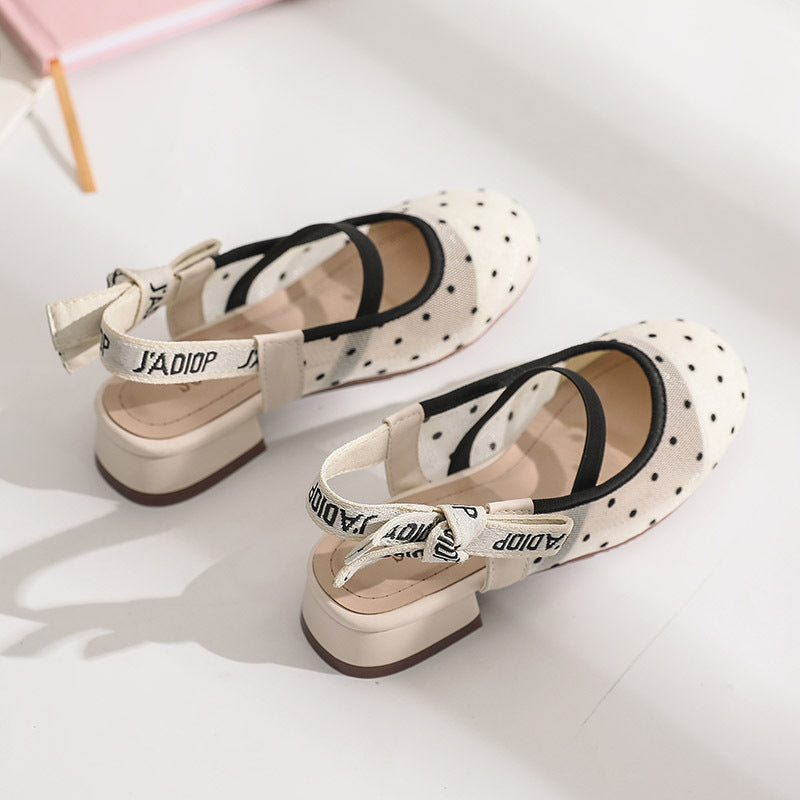 Girls Polka Dot Bow Flats