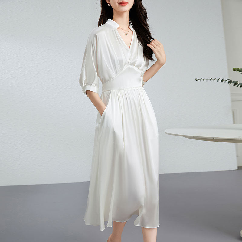 Elegant Silk V-neck Dress