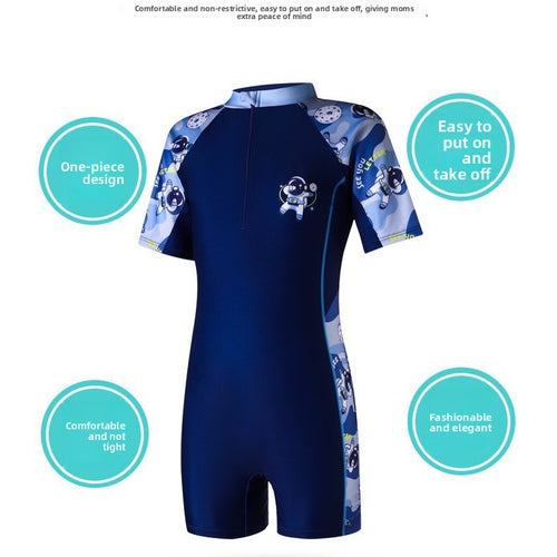 Cartoon-style boy-girl one-piece swimming suit