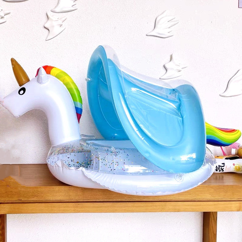 Children Inflatable Swim Seat Ring with Sunshade