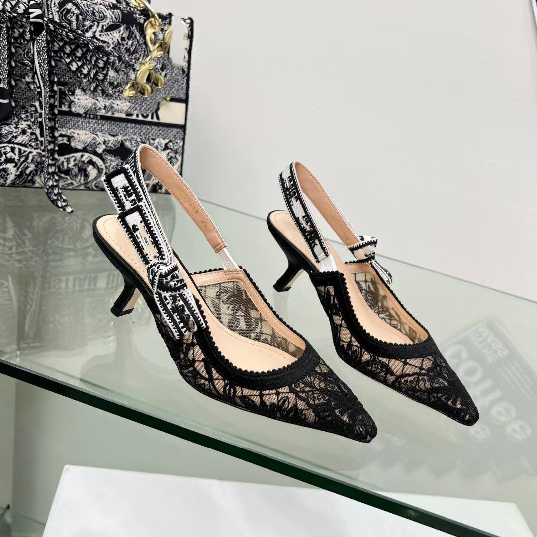 Lace Mesh Pointed Heeled and flat